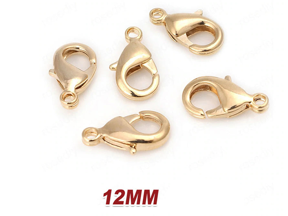 Set of 2 big lobster clasp Real 24 K Gold Plated 12 x 8 mm Jewelry findings  For designer to create bracelet and necklace - Perles et Apprêts - Eurasian  Style