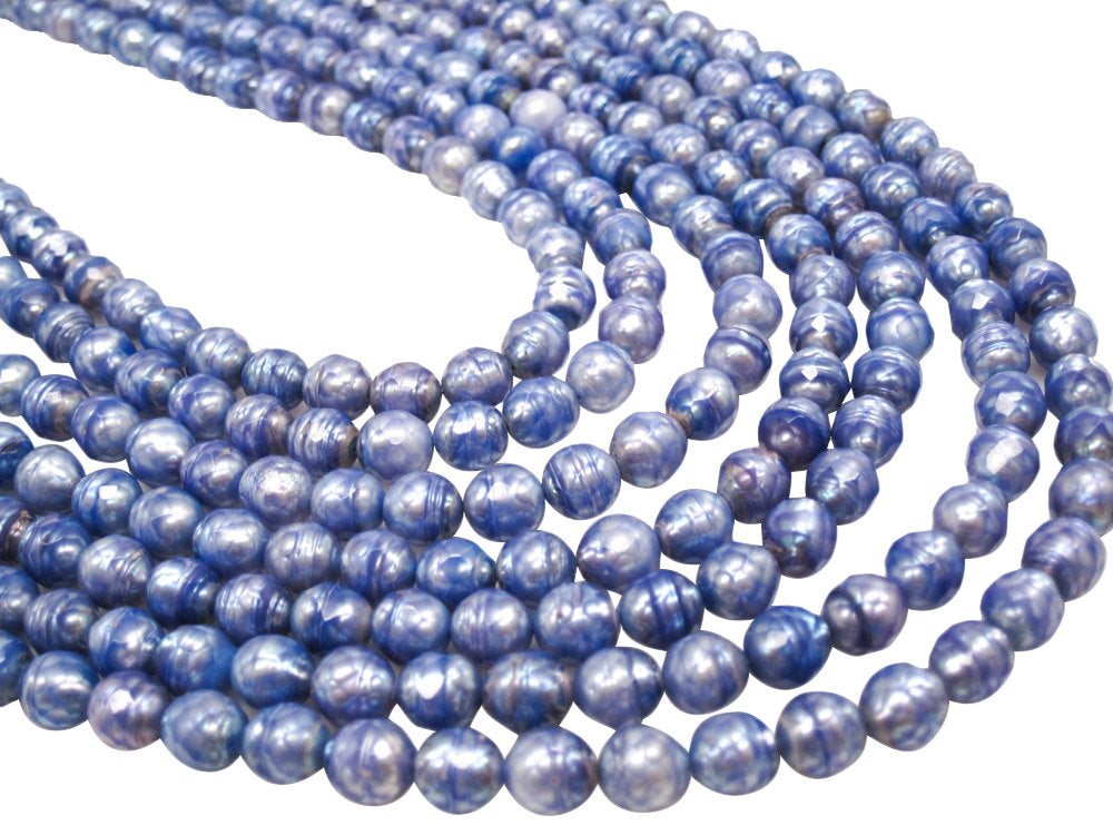 Freshwater Pearl and Beads Necklace, Real Pearl and Blue Beads