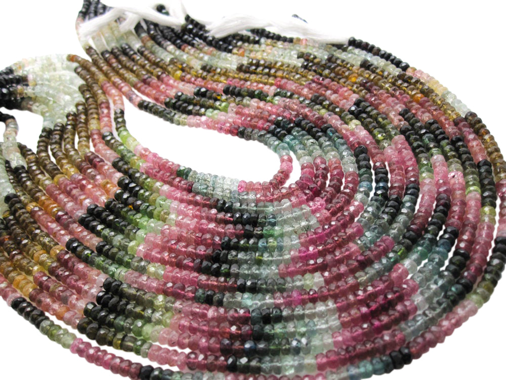 Top AAA+ Quality Natural Tourmaline Faceted Rondelle Beads | retailer 3 to 5 MM | 76 Carat | Tourmaline Rondelle Beads for Jewelry Making | Gift Her