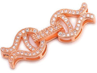 Ornate Triple Rose Gold Plated Fold Over Clasp with Cubic Zirconia