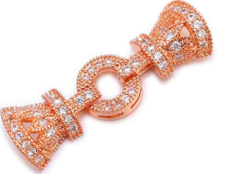 Triple Rose Gold Plated Fold Over Clasps and AAA Cubic Zirconia Beads