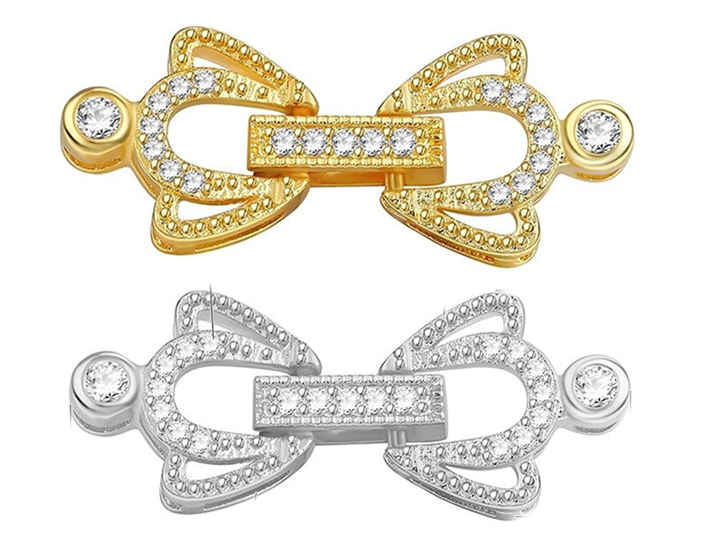 Triple Gold Plated Fold Over Clasp with Cubic Zirconia