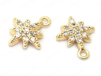 24K Gold Plated Star Charms/Pendants with Cubic Zirconia Side by Side