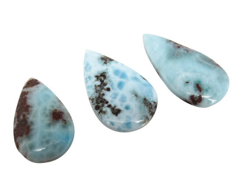 Larimar Stone Cabochon | Pear Shape | Blue Dominican Larimar