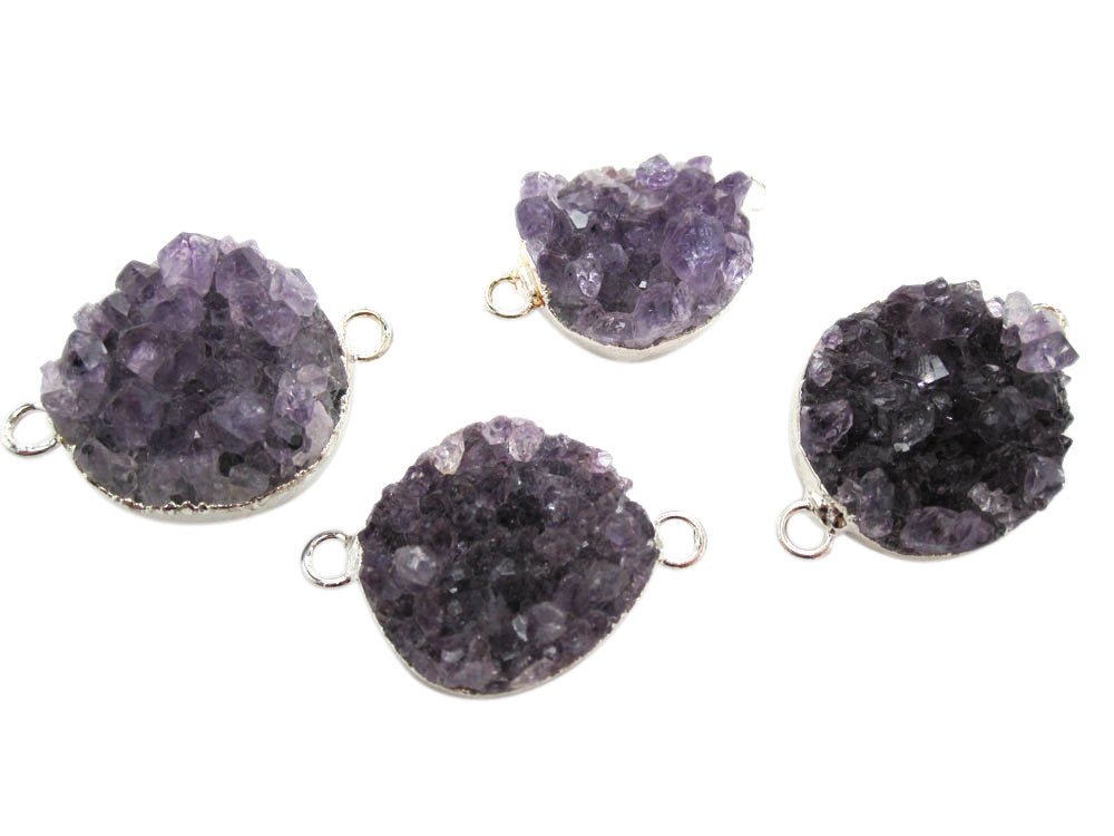 Silver Amethyst Druzy Connector