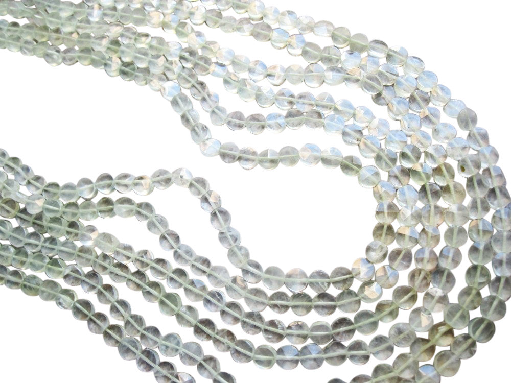 Prehnite Stone Coin Shaped Beads