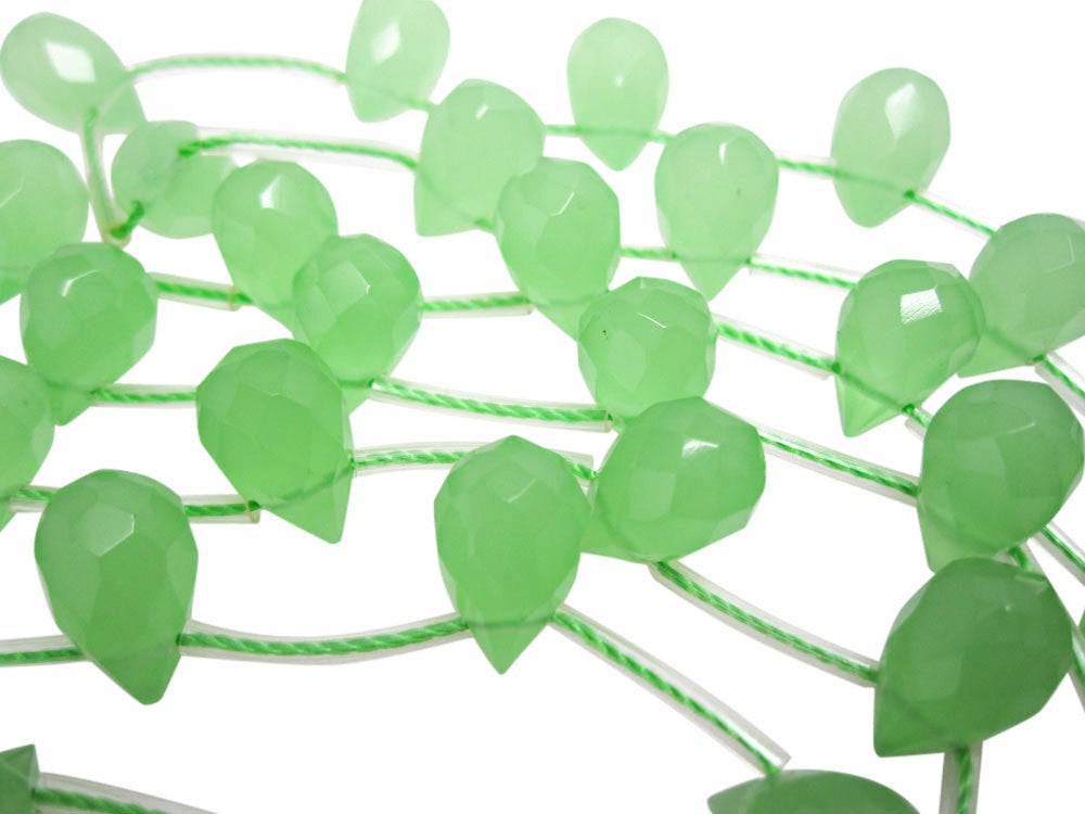 Quartz Beads | Green Quartz | Faceted Teadrops | 5mm x 8mm