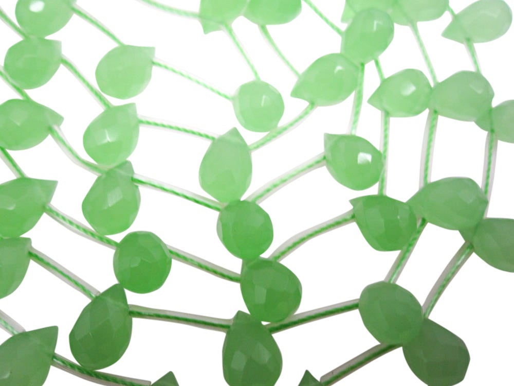 Quartz Beads | Green Quartz | Faceted Teadrops | 5mm x 8mm