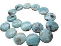 Larimar Stone Beads | Smooth Coin Shape | 24mm