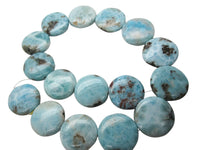 Larimar Stone Beads | Smooth Coin Shape | 24mm