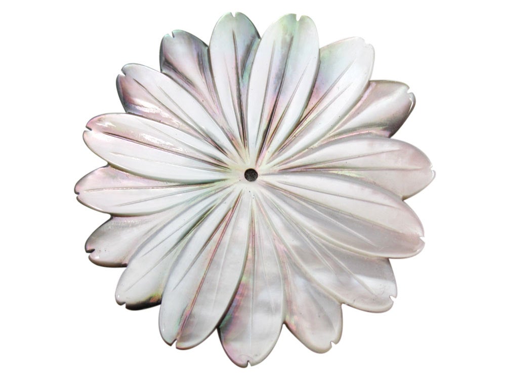 Carved Mother of Pearl Flower Pendant