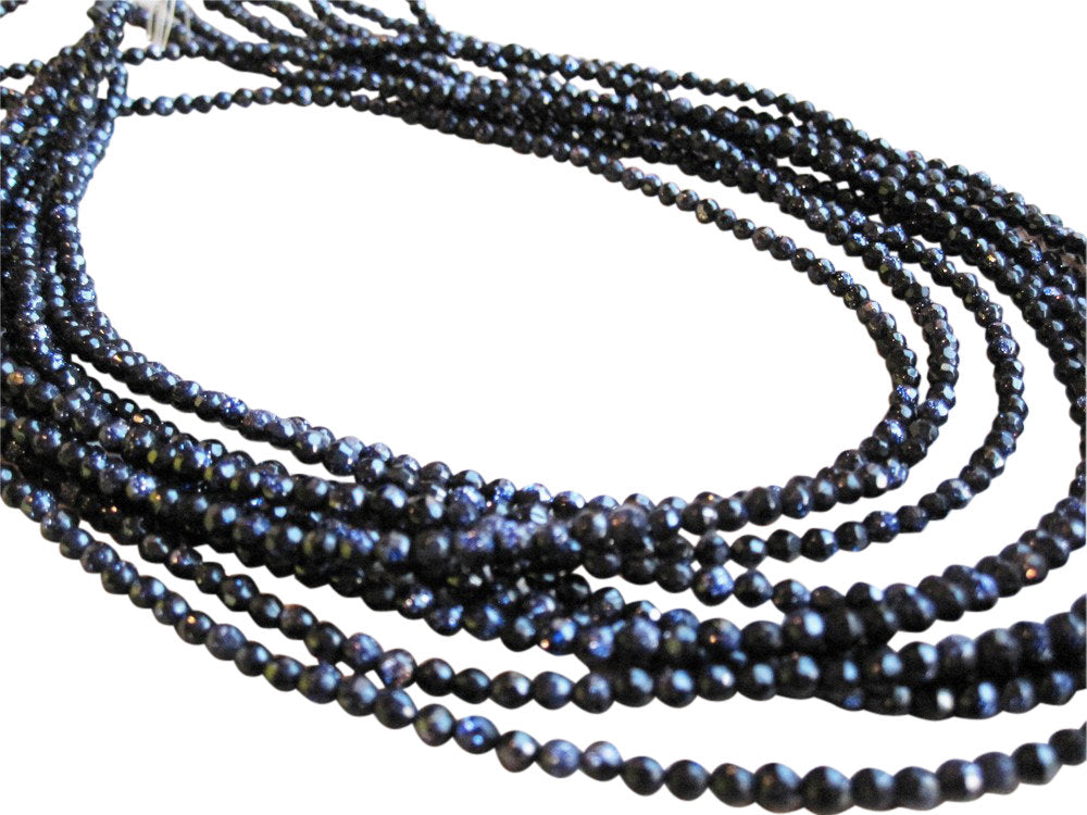 Blue Goldstone Round Beads