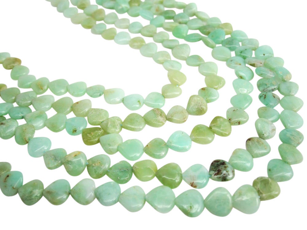 Green Chrysoprase Beads Hearts