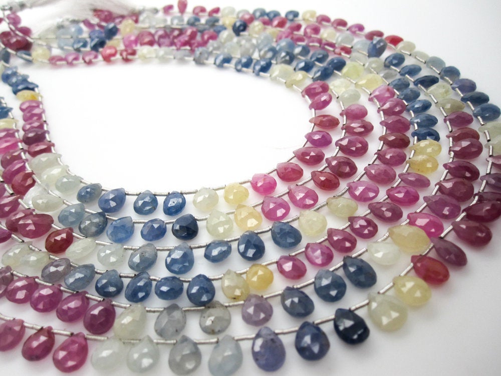 Natural Multi Sapphire Faceted Drops Beads, Faceted buying Drops Beads, Beads For Jewelry Making, Handmade Beads, 16 Inches