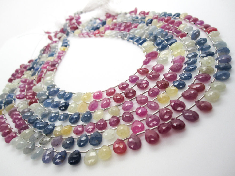 Excellent Multi sapphire faceted drops shops shape beads 15 inches Rainbow Sapphire beads Sapphire briolette Semi Precious gemstone Sapphire Multi