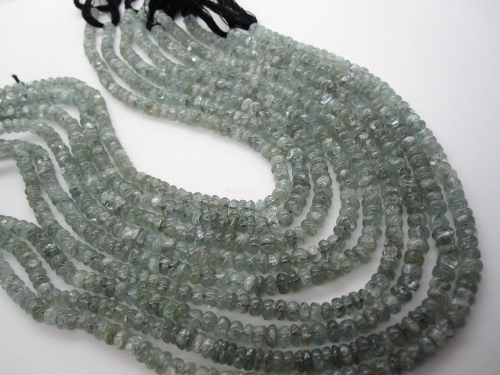 8.5 Inches Faceted Moss Aquamarine Rondelle Beads, Natural Gemstone Moss Aquamarine Multi Beads Size 3 To 4 mm Top order Quality